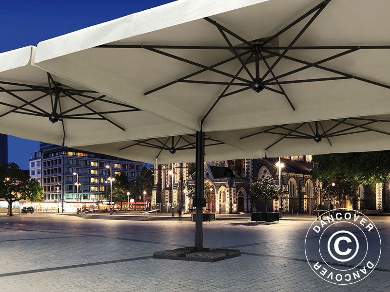 Cantilever parasol Alu Poker with valance, 4-double, 6x6 m, Ecru