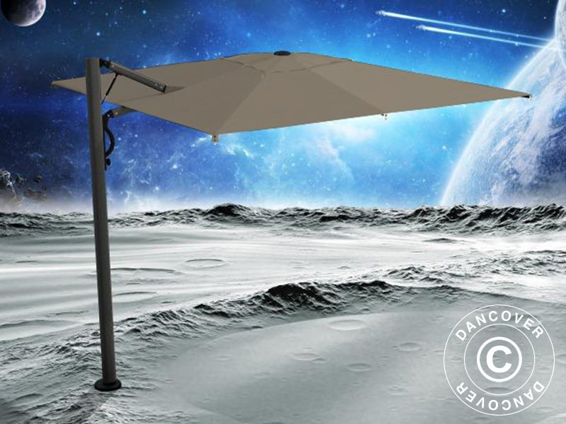 Cantilever parasol w/base, Galaxia Astro Carbon, 3x3 m, Grey Taupe