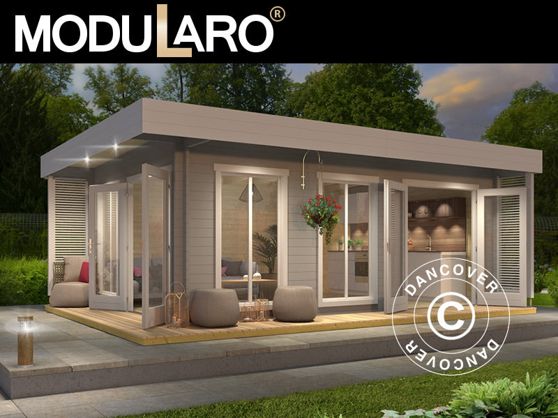 Wooden Cabin Vienna, 5.7x3.8x2.45 m, 40 mm, Light Grey