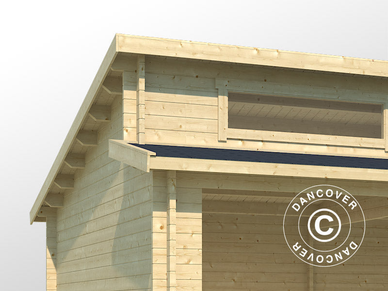 Wooden double garage, carport Vaasa, 7.8x5.2x3.21 m, 44 mm, Natural