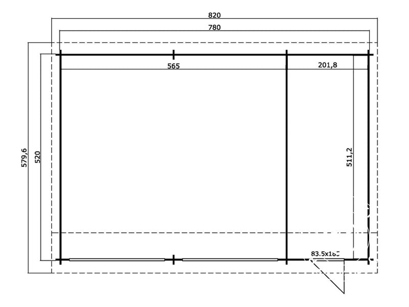 Doppelgarage, Carport aus Holz Vaasa, 7,8x5,2x3,21m, 44mm, Natur