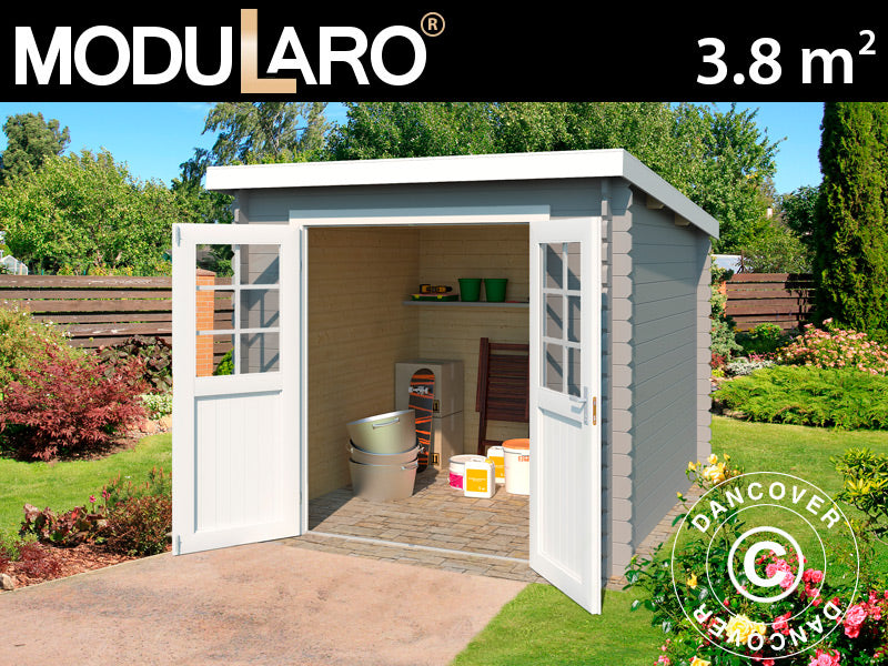 Holzschuppen Hagen 2,3x1,75x2,11m, 28mm, 3,8m², Hellgrau