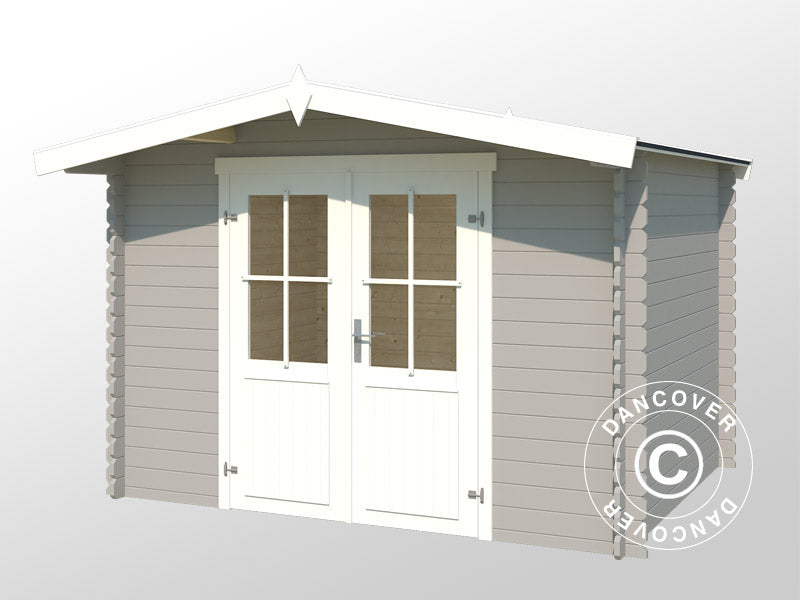 Wooden Shed Oslo 2.92x2.3x2.22 m, 28 mm, 6.43 m², Light Grey
