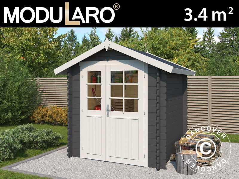 Holzschuppen Toulouse 1,9x1,9x2,22m, 28mm, 3,4m², Dunkelgrau