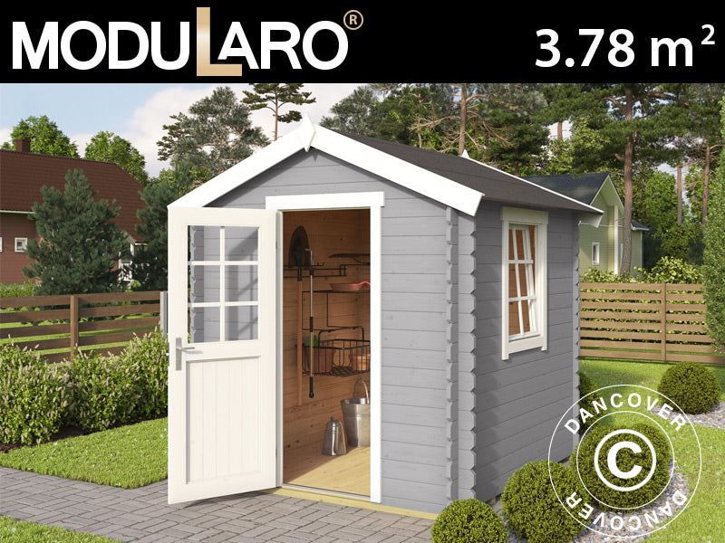 Wooden Shed Lyon 2x2x2.34 m, 28 mm, 3.78 m², Light Grey
