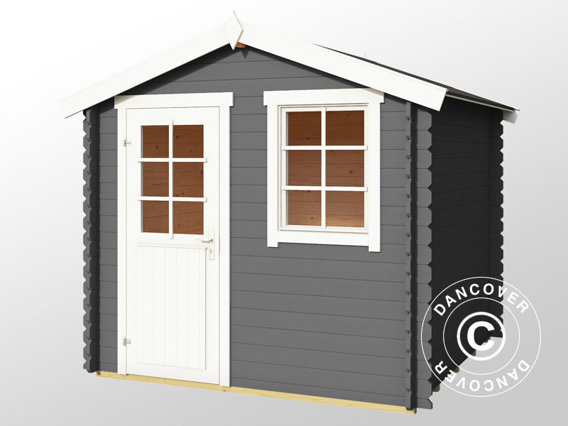 Abrigo de Madeira Lyon 2,3x2,3x2,34m, 28mm, 5,4m², Cinza Escuro