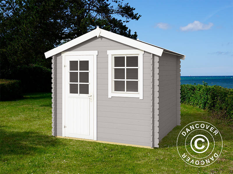 Abrigo de Madeira Lyon 2,3x2,3x2,34m, 28mm, 5,4m², Cinza Claro