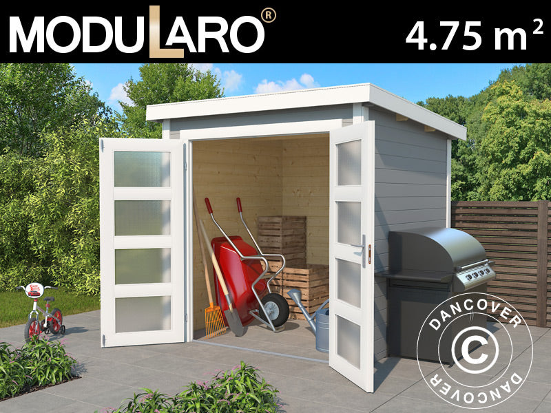 Wooden Shed Torrent 2x2.5x2.11 m, 28 mm, 4.75 m², Light Grey