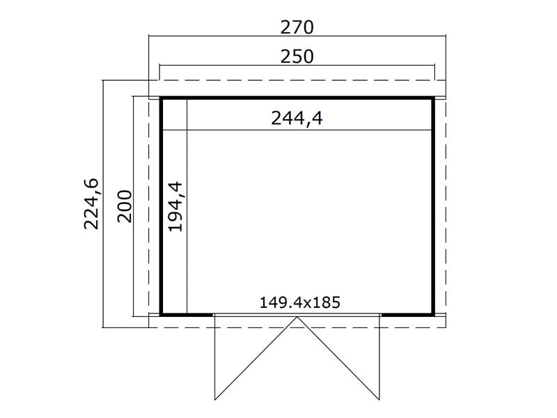 Holzschuppen Torrent 2,5x2x2,11m, 28mm, 4,75m², Dunkelgrau