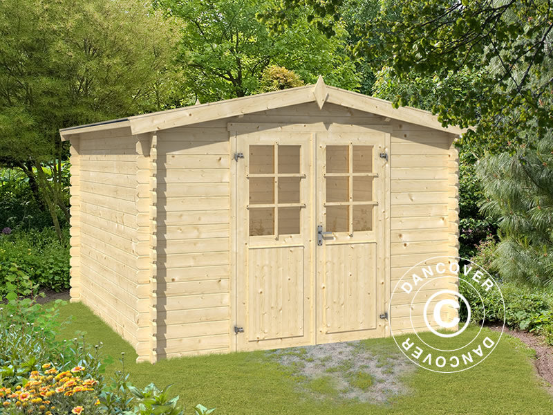 Wooden Shed Trondheim 2.92x2.92x2.22 m, 28 mm, 8.5 m², Natural