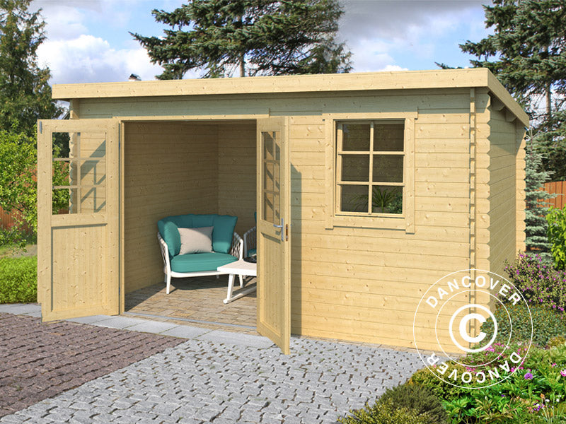 Wooden Shed Asker 3.8x2.3x2.11 m, 28 mm, 8.4 m², Natural