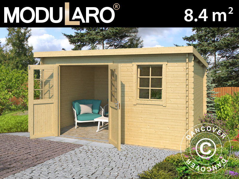 Wooden Shed Asker 3.8x2.3x2.11 m, 28 mm, 8.4 m², Natural