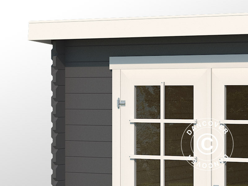 Casetta da giardino in legno Asker 3,8x2,75x2,11m, 28mm, 10,09m², Grigio scuro