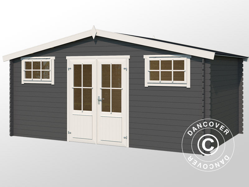 Wooden shed, cabin Sandvika 4.8x2.92x2.45 m, 13.59 m², 28 mm, Dark Grey