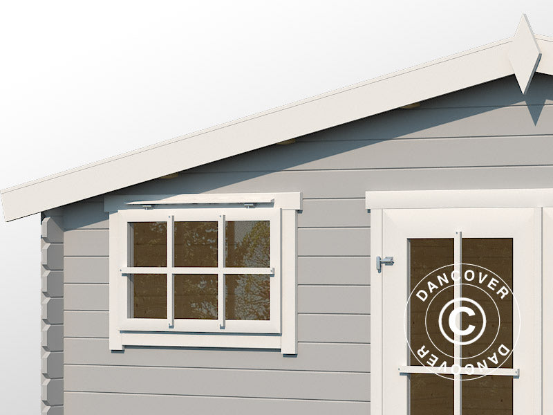 Wooden shed, cabin Sandvika 4.8x2.92x2.45 m, 28 mm, 13.59 m², Light Grey