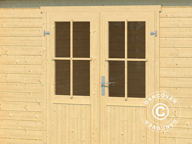 Wooden Shed Tartu w/ overhang 4.81x2.92x2.11 m, 28 mm, 13.6 m², Natural