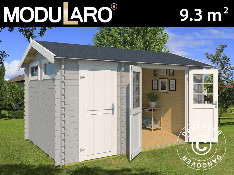 Wooden Shed Narva 3.8x2.5x2.39 m, 28 mm, 9.3 m², Light Grey