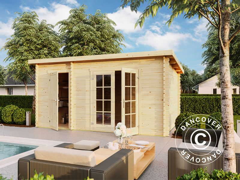 Wooden Shed, cabin Riga 4.25x2.8x2.22 m, 34 mm, 11.3 m², Natural