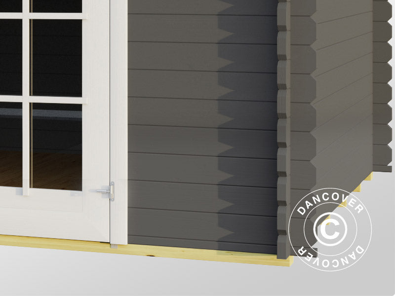 Caseta, cabaña de madera Riga 4,25x2,8x2,22m, 34mm, 11,3m², Gris oscuro