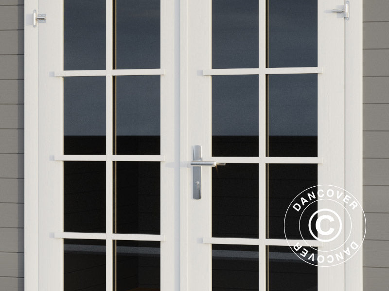 Holzschuppen, Gartenhaus Riga 4,25x2,8x2,22m, 34mm, 11,3m², Hellgrau