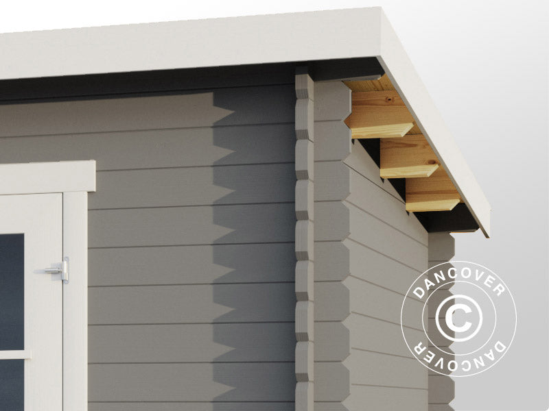 Holzschuppen, Gartenhaus Riga 4,25x2,8x2,22m, 34mm, 11,3m², Hellgrau