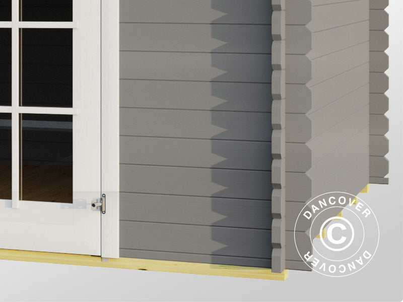 Holzschuppen, Gartenhaus Riga 4,25x2,8x2,22m, 34mm, 11,3m², Hellgrau