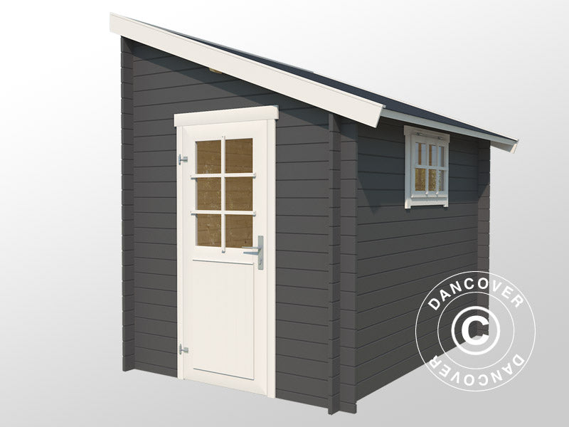 Casetta da giardino a parete in legno Vanda 1,8x2,75x2,68m, 28mm, 4,7m², Grigio scuro