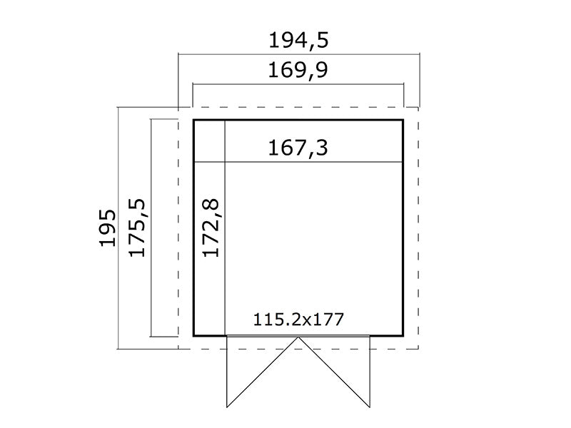 Holzschuppen Heinola 1,7x1,76x2,13m, 13mm, 2,99m², Natur