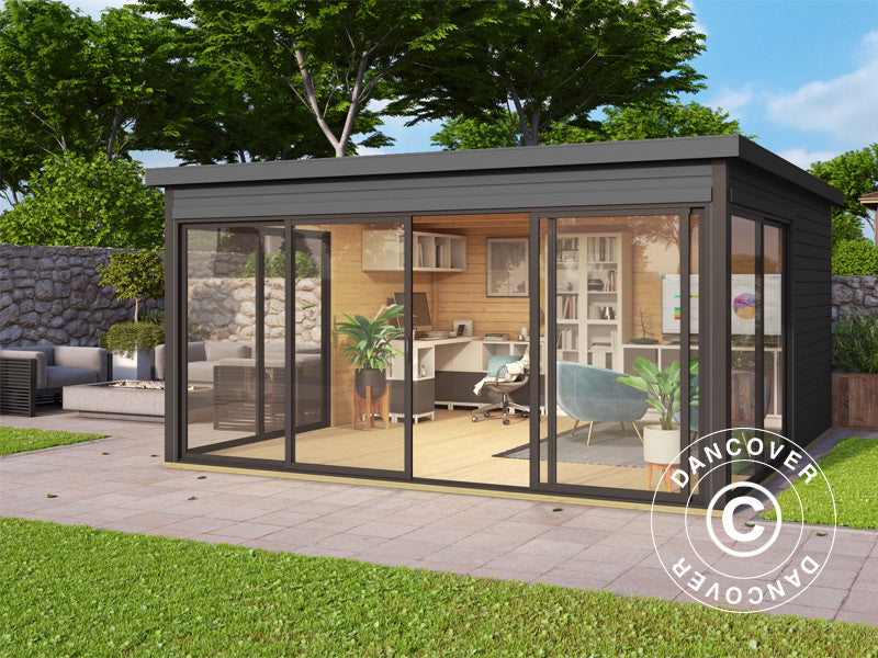 Gartenhaus Geneva, 4,18x4,18x2,39m, 44mm, Dunkelgrau