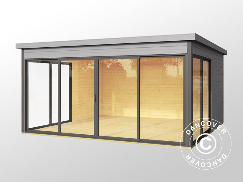 Casetta in legno Geneva, 4,18x4,18x2,39m, 44mm, Grigio Chiaro