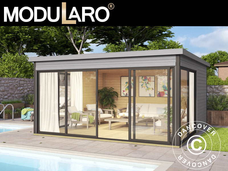 Casetta in legno Geneva, 4,18x4,18x2,39m, 44mm, Grigio Chiaro