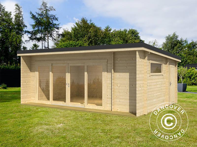Cabane en bois Milano, 6,08x3,90x2,45m, 44mm, Naturel
