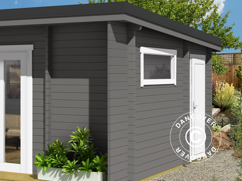 Wooden Cabin Milano, 6.08x3.9x2.45 m, 44 mm, Dark Grey