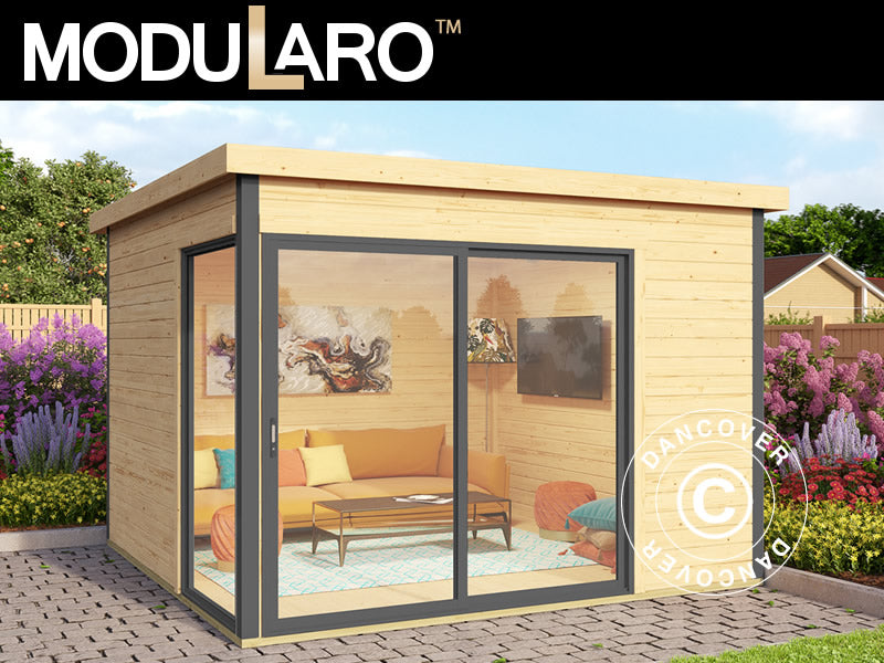 Wooden Cabin Set Geneva, 3x3x2.39 m, 44 mm, Natural