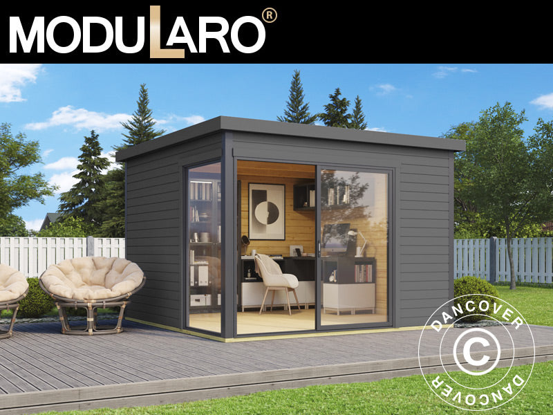 Medinis namelis Set Geneva, 3x3x2,39m, 44mm, Tamsiai pilka