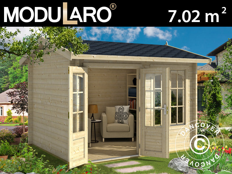 Gartenhaus aus Holz Stavanger 3x2,5x2,45m, 44mm, Natur