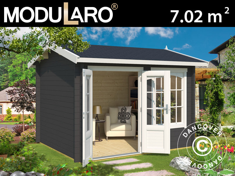 Gartenhaus aus Holz Stavanger 3x2,5x2,45m, 44mm, Dunkelgrau