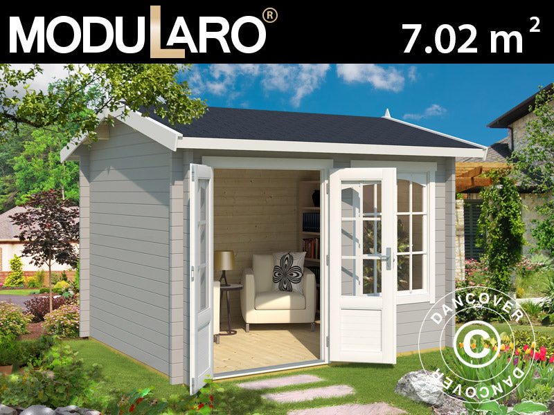 Wooden Cabin Stavanger 3x2.5x2.45 m, 44 mm, Light Grey