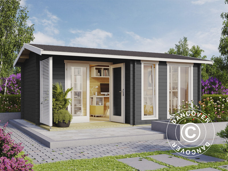 Wooden Cabin Talsi 5.2x3.7x2.51 m, 44 mm, Dark Grey