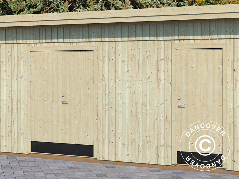 Caseta de Madera con suelo, 5,61x3,3x2,59m, 16,9m², Madera Natural