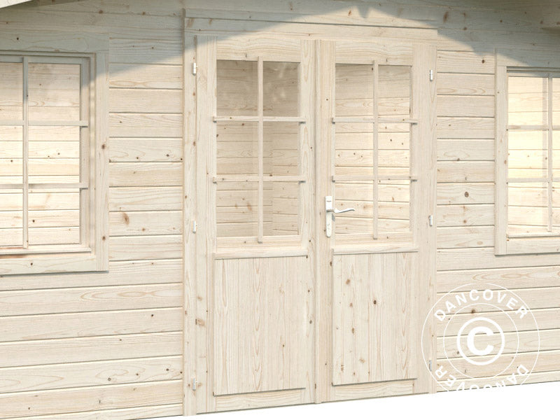 Cabane en bois avec plancher, 5,04x3,8x2,45m, 17m², Naturel