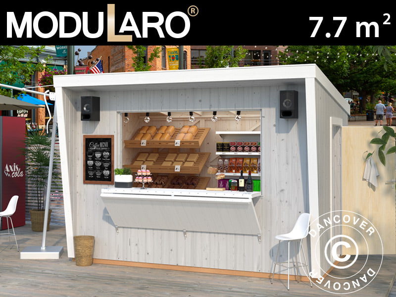 Holzkiosk/Verkaufsstand, 3,55x2,33x2,64 m, 7,7m², Natur