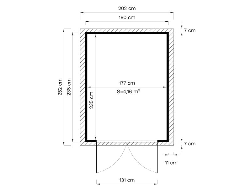 Abri en bois, Bertilo Sylt 3, 1,8x2,38x2,25m, 4,28m²