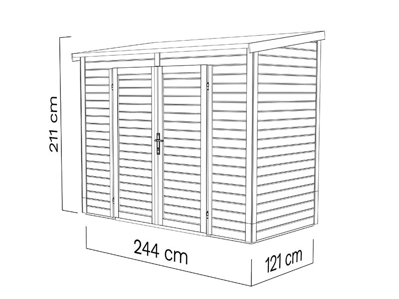 Wooden Shed, Bertilo Timmo 2, 2.44x1.21x2.11 m, 2.95 m²
