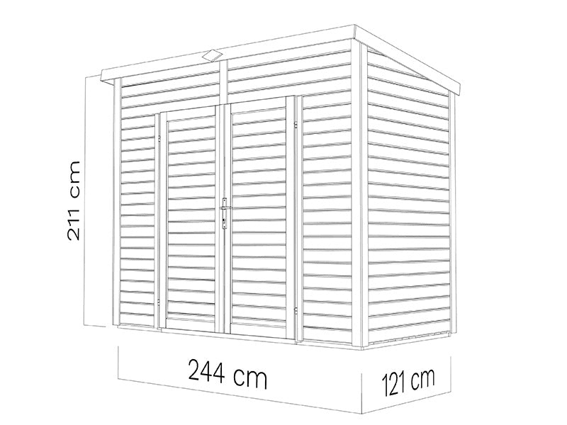 Houten tuinhuisje, Bertilo Timmo 2, 2,44x1,21x2,11m, 2,95m²