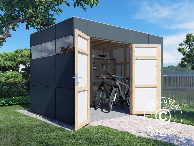 Wooden Shed, Bertilo HPL 2, 3.45x2.28x2.3 m, 7.86 m², Anthracite/White