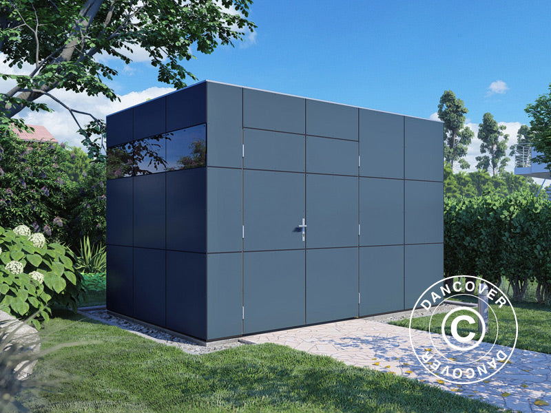 Wooden Shed, Bertilo HPL 2, 3.45x2.28x2.3 m, 7.86 m², Anthracite/White