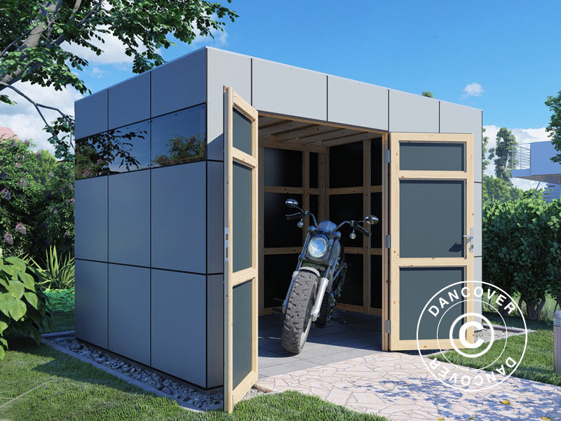 Wooden Shed, Bertilo HPL 2, 3.45x2.28x2.3 m, 7.86 m², Anthracite/Grey