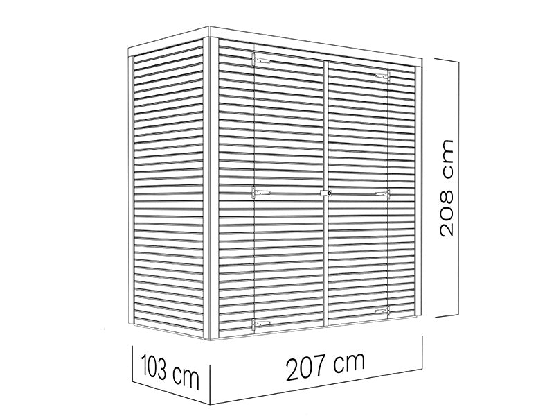 Puinen vaja, Bertilo Cubico 1, 2,07x1,03x2,08m, 2,1m², Luonnonväri