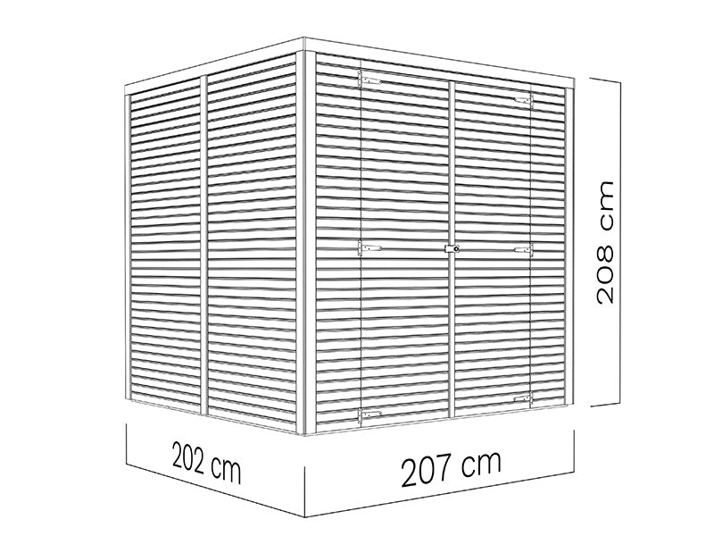 Holzschuppen, Bertilo Cubico 3, 2,07x2,02x2,08m, 4,1m², Natur